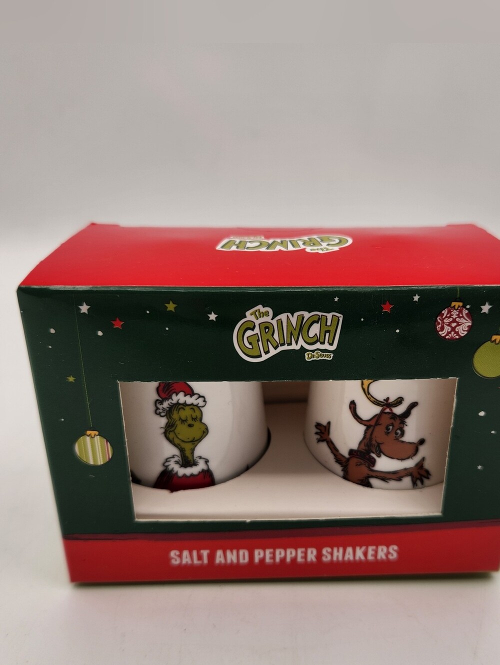 Dr. Seuss The Grinch that Stole Christmas Ceramic Salt and Pepper Shakers New